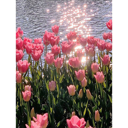 Pink Tulips - Full Round Drill Diamond Painting 30*40CM