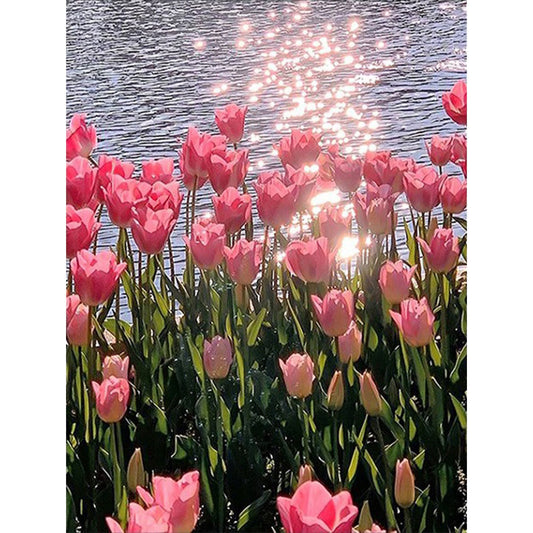 Pink Tulips - Full Round Drill Diamond Painting 30*40CM
