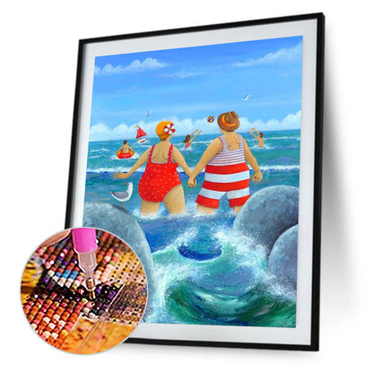Leisure Time By The Sea - Full Round Drill Diamond Painting 30*40CM