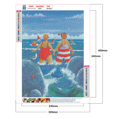 Leisure Time By The Sea - Full Round Drill Diamond Painting 30*40CM