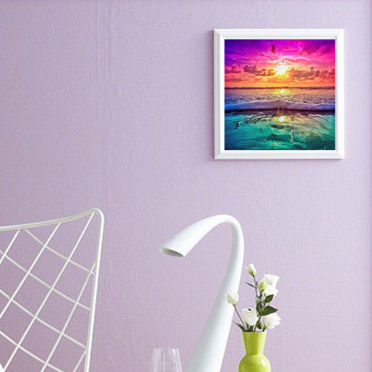 Seaside Sunrise - Full Round Drill Diamond Painting 40*40CM