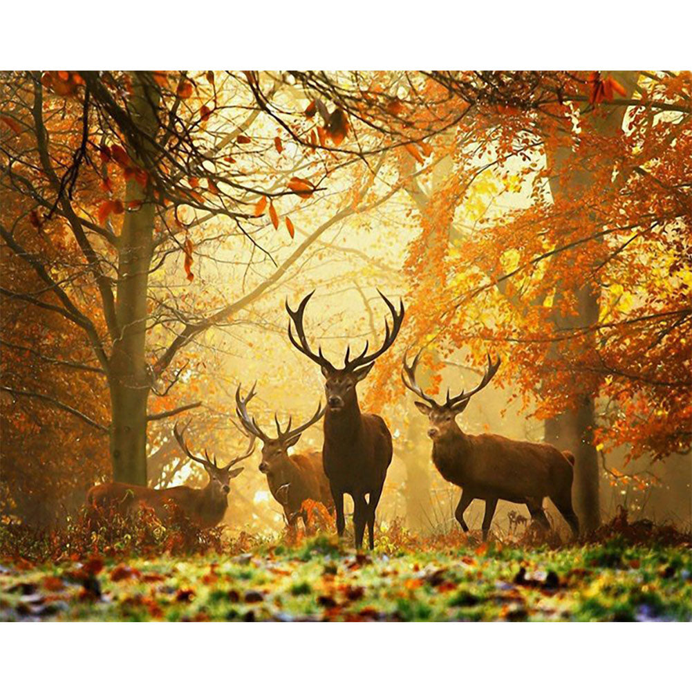 Deer In The Forest - Full Round Drill Diamond Painting 40*30CM