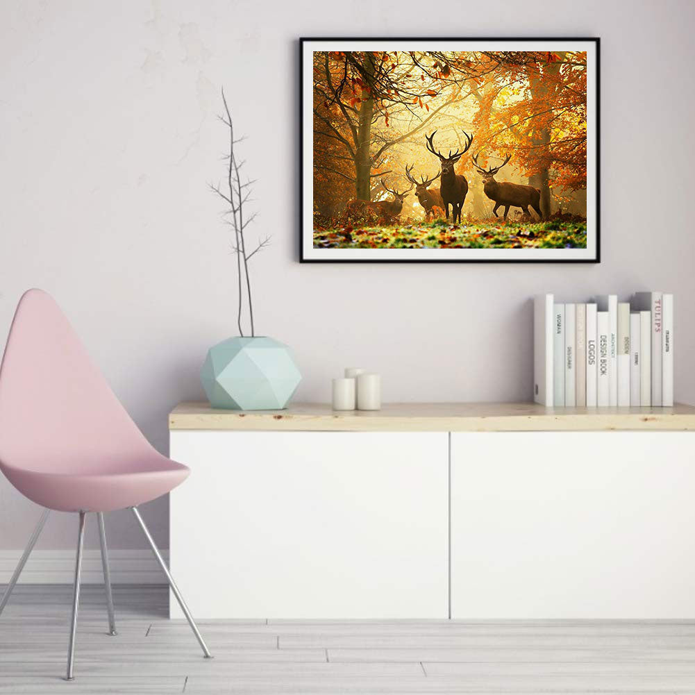 Deer In The Forest - Full Round Drill Diamond Painting 40*30CM