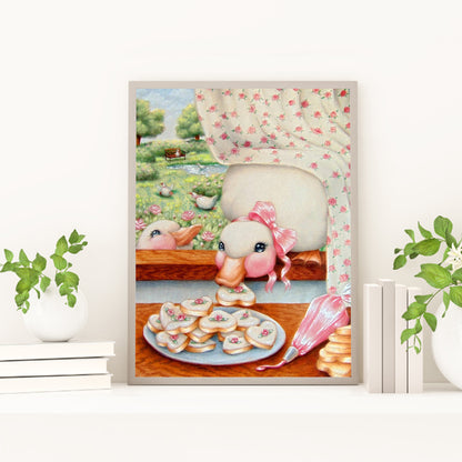 Pink Big White Goose - Full Round Drill Diamond Painting 30*40CM
