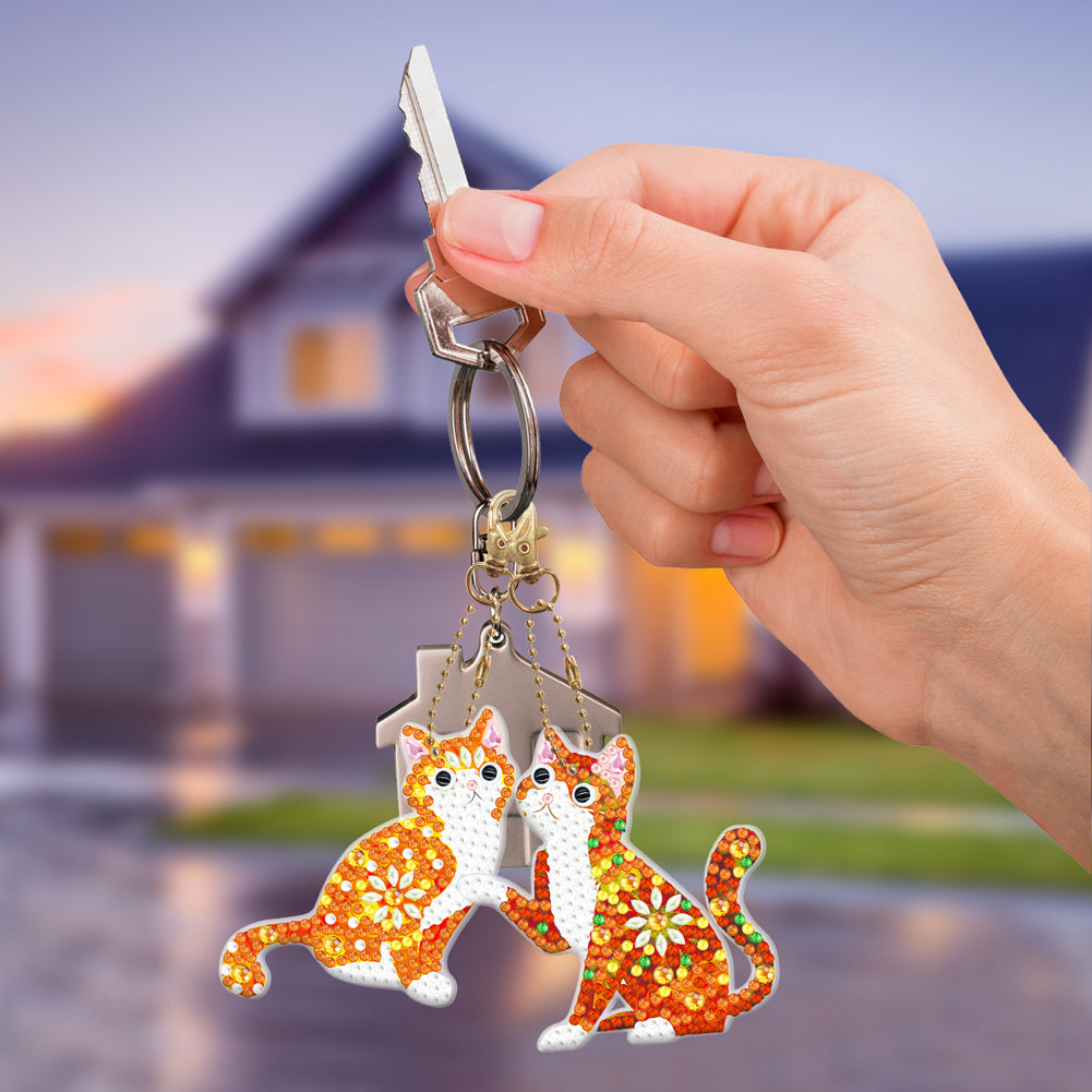 5D Diamond Painting Keyring Kits DIY Cartoon Animal Keychain Bag Pendant