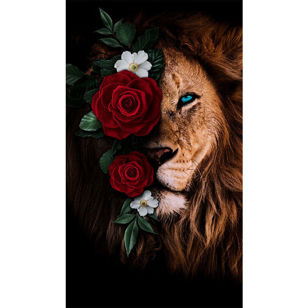 Flower Lion - Full Round Drill Diamond Painting 40*70CM