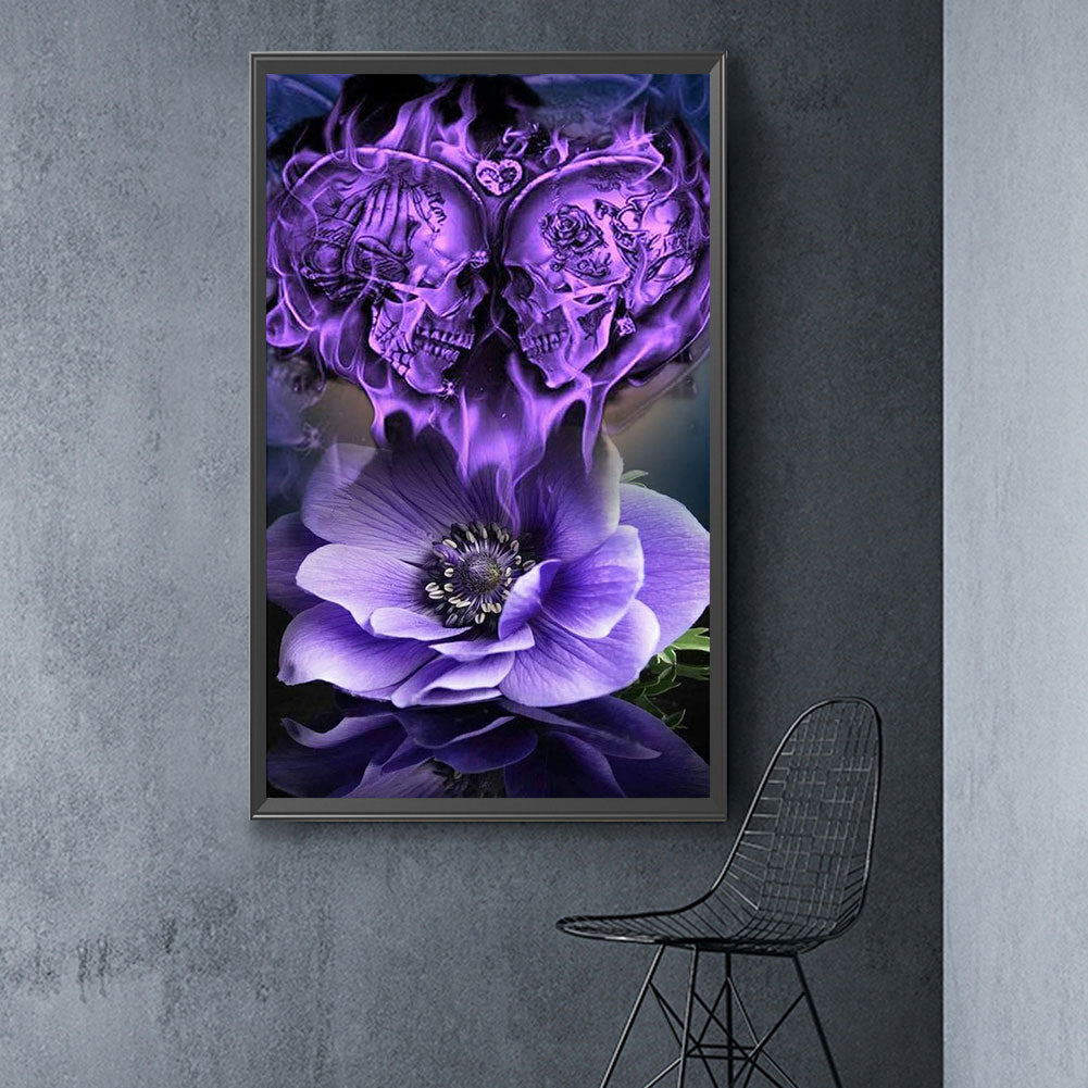 Skull Flower - Full Square Drill Diamond Painting 40*70CM