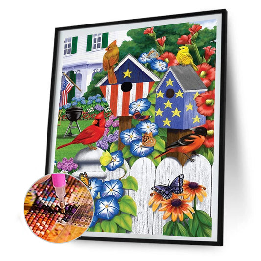 Bird Flower - Full Round Drill Diamond Painting 30*40CM