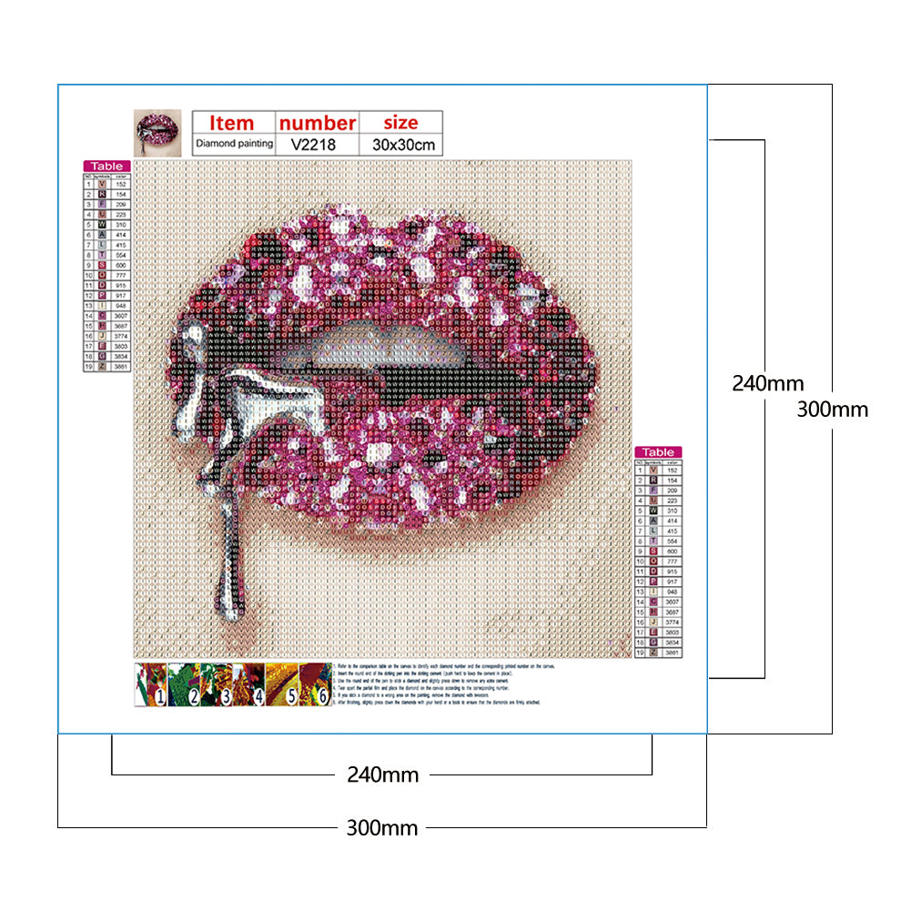 Lip Art - Full Round Drill Diamond Painting 30*30CM