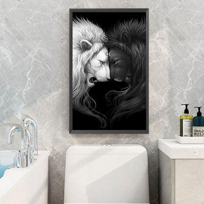 Black And White Lion - Full Round Drill Diamond Painting 40*70CM
