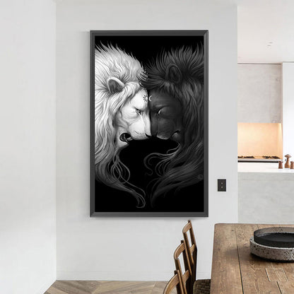 Black And White Lion - Full Round Drill Diamond Painting 40*70CM