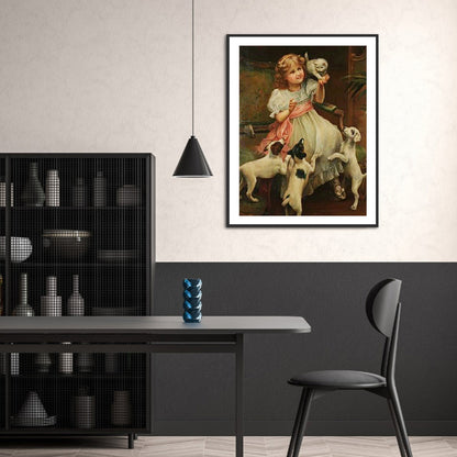 Little Girl And Puppy - Full Round Drill Diamond Painting 30*40CM