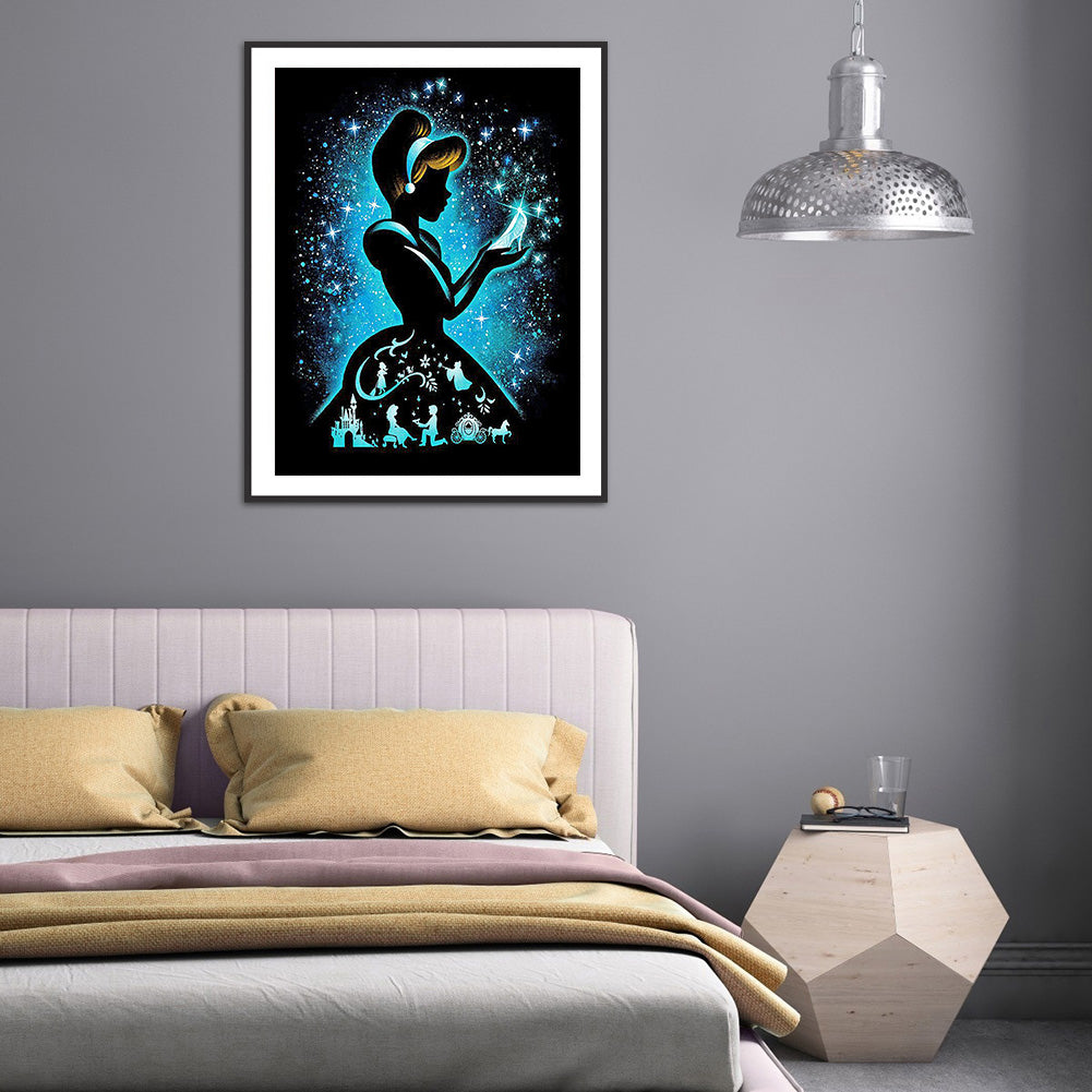 Silhouette Princess - Full Square Drill Diamond Painting 30*40CM
