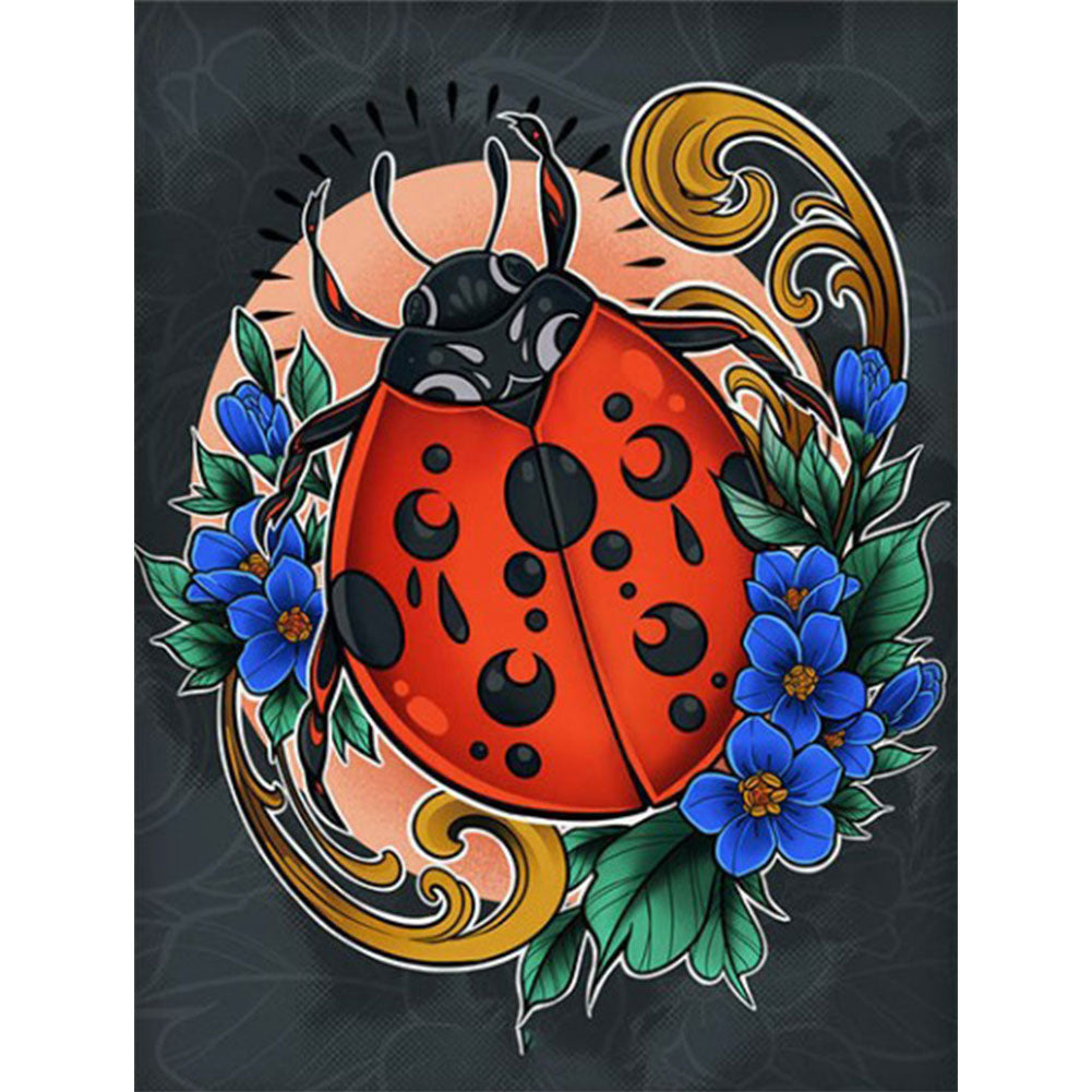 Flower And Ladybug - Full Round Drill Diamond Painting 30*40CM