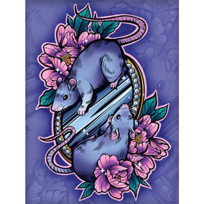 Flowers And Mice - Full Round Drill Diamond Painting 30*40CM
