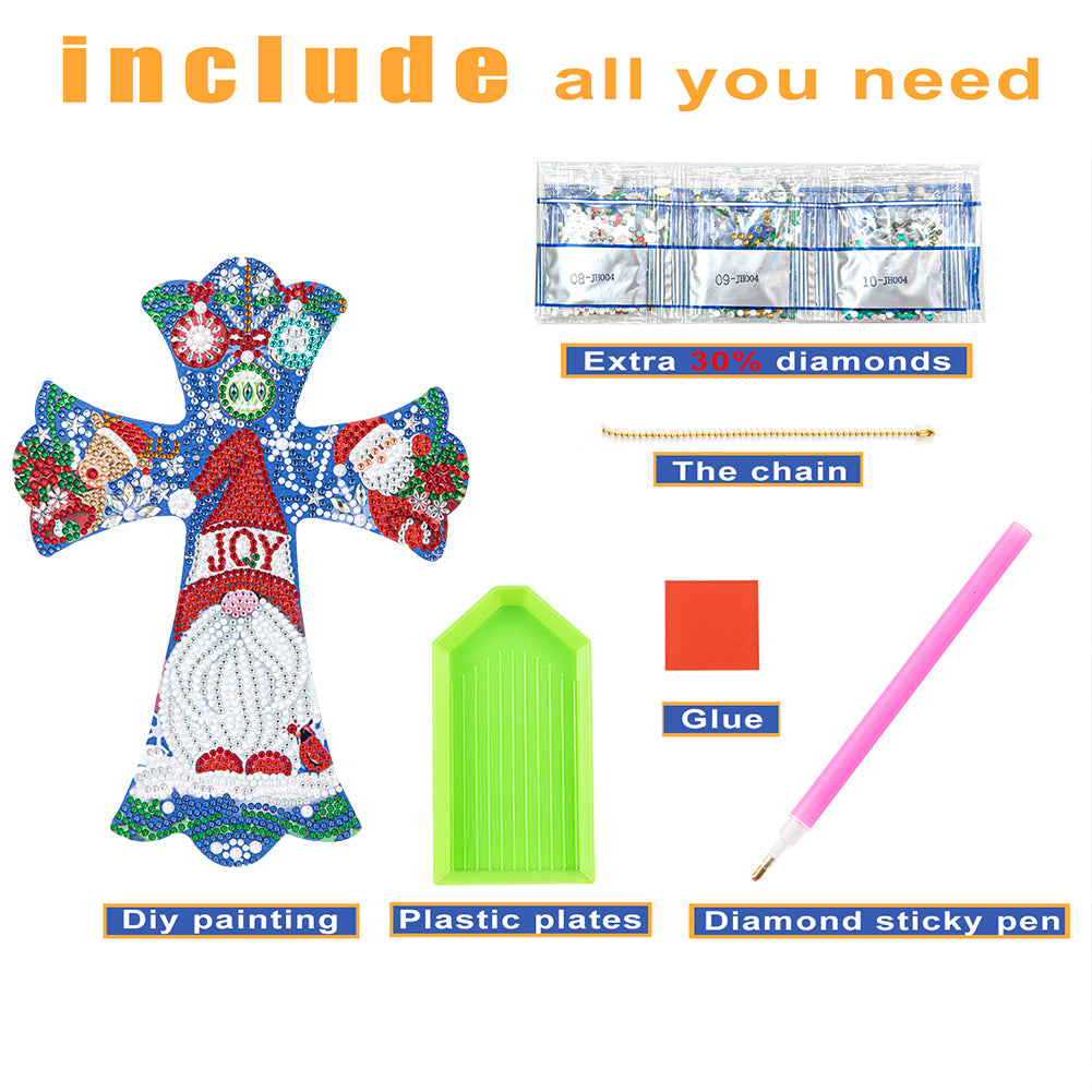 DIY Creative Cross Christmas Home Decoration Pendant Single-Sided Point Drill
