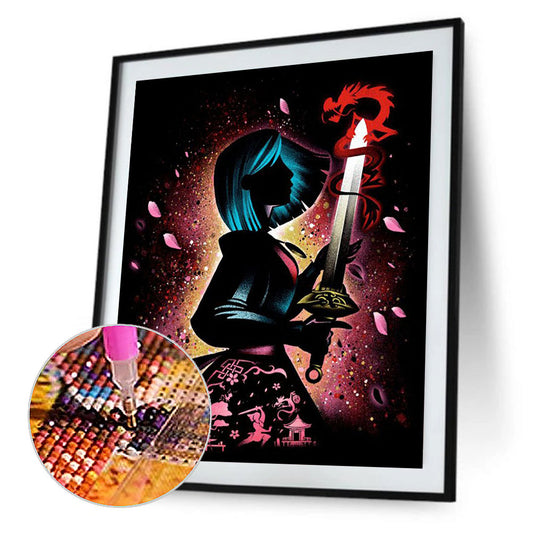 Princess Mulan Silhouette - Full Square Drill Diamond Painting 30*40CM