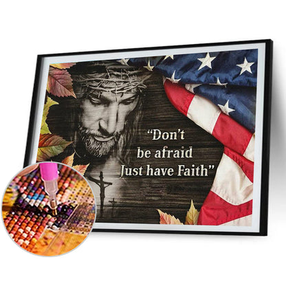Flag Jesus - Full Round Drill Diamond Painting 40*30CM