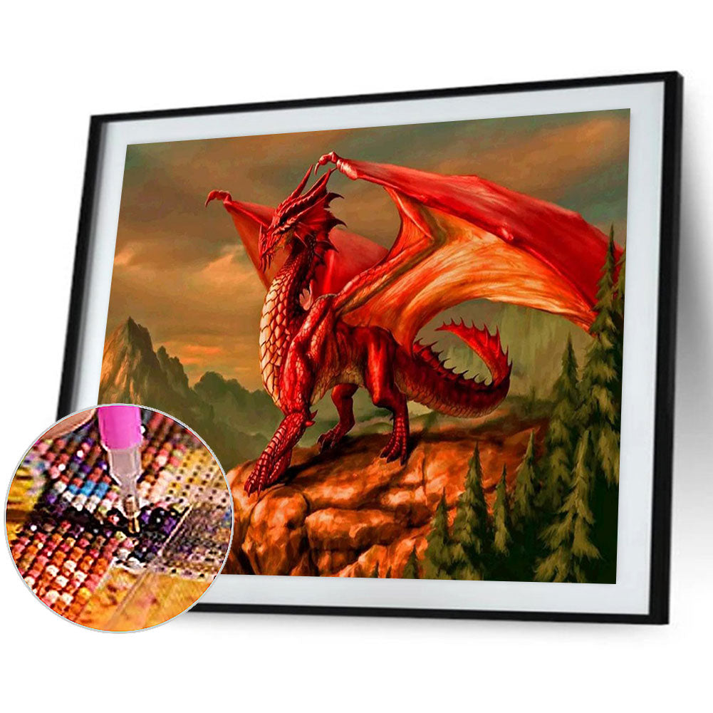 Red Pterosaur - Full Round Drill Diamond Painting 50*40CM