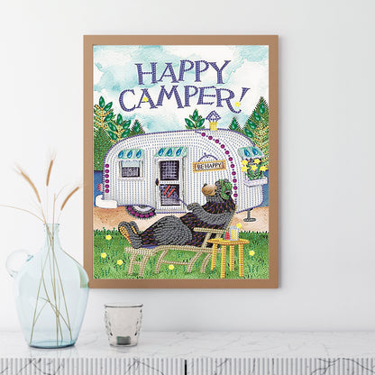 Happy Camping Bus - Special Shaped Drill Diamond Paiting 30*40CM