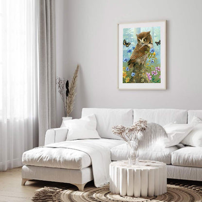 Butterfly Owl - Full Round Drill Diamond Painting 40*50CM