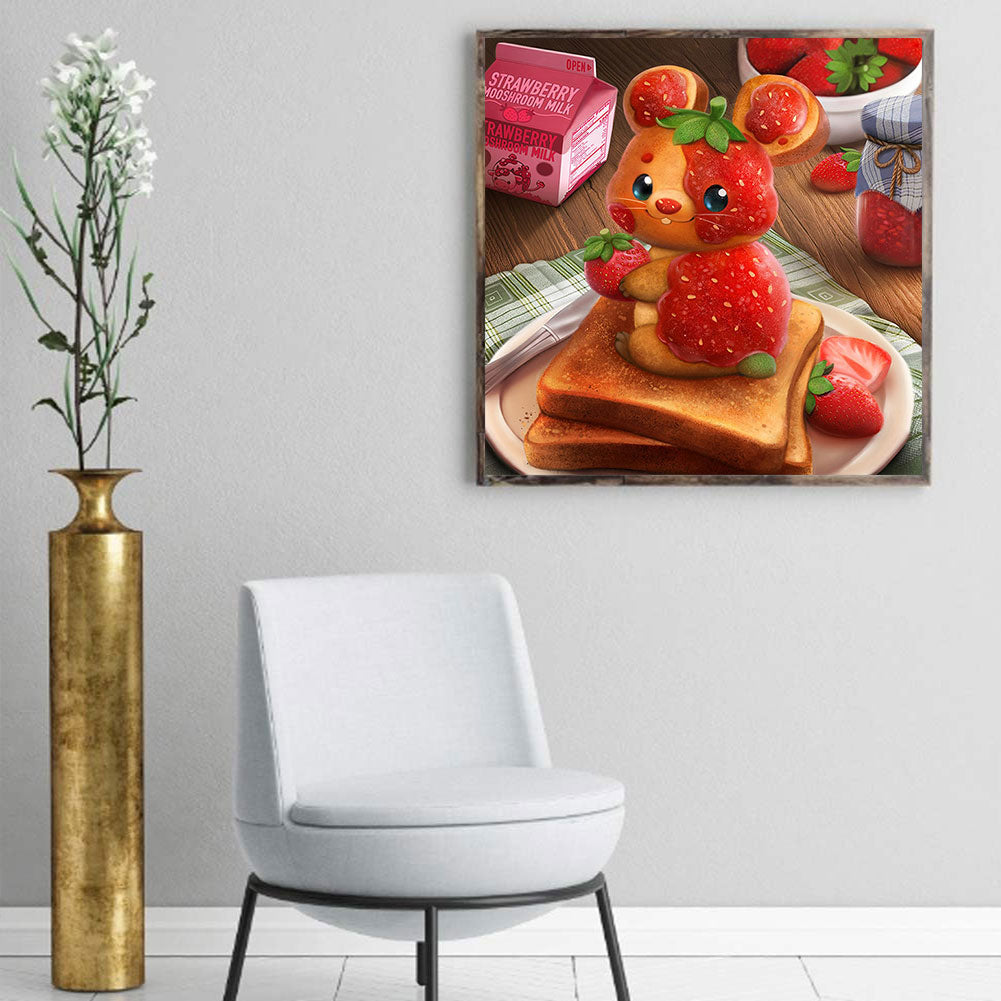 Strawberry Mouse - Full Round Drill Diamond Painting 40*40CM