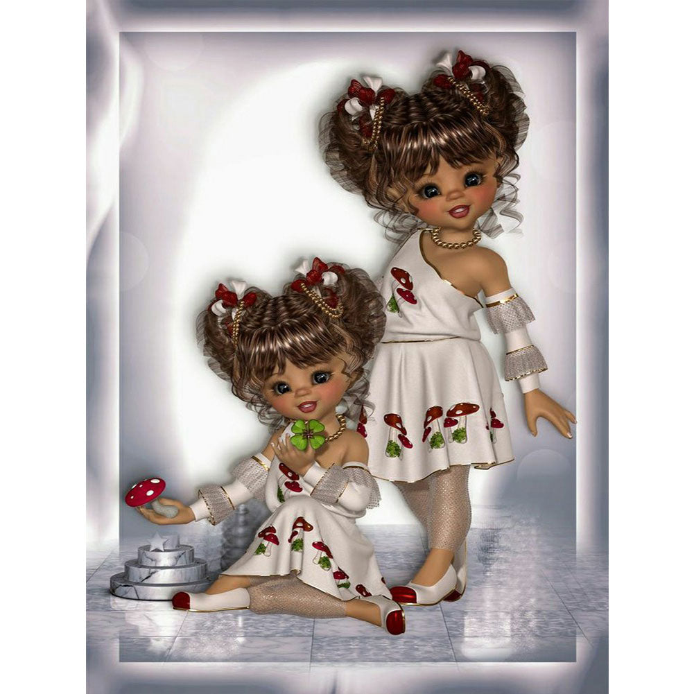Twin Dolls - Full Round Drill Diamond Painting 40*50CM