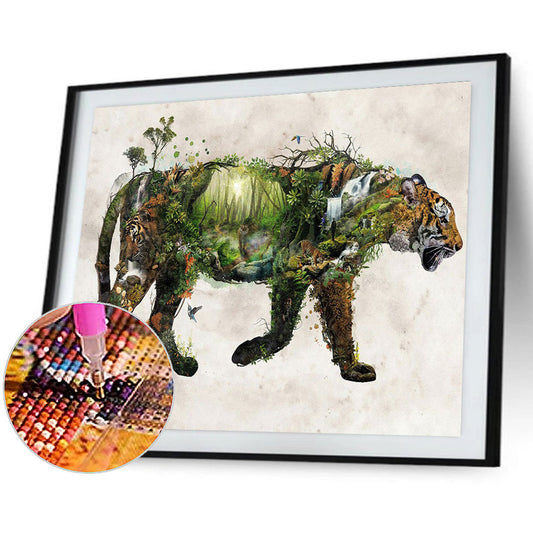 Tiger Forest - Full Round Drill Diamond Painting 60*50CM