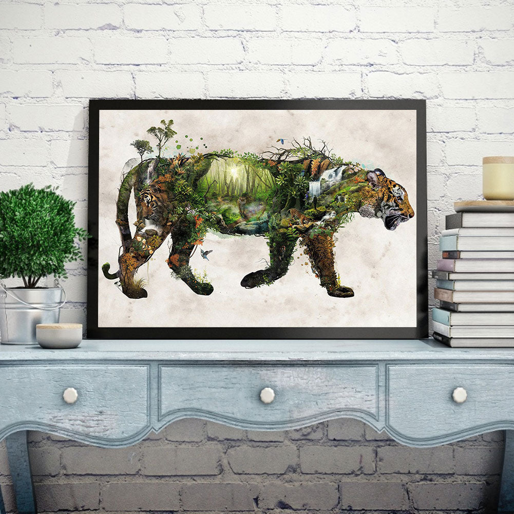Tiger Forest - Full Round Drill Diamond Painting 60*50CM
