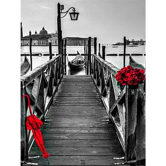 Seaside Plank Road - Full Round Drill Diamond Painting 30*40CM
