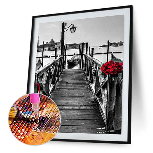 Seaside Plank Road - Full Round Drill Diamond Painting 30*40CM