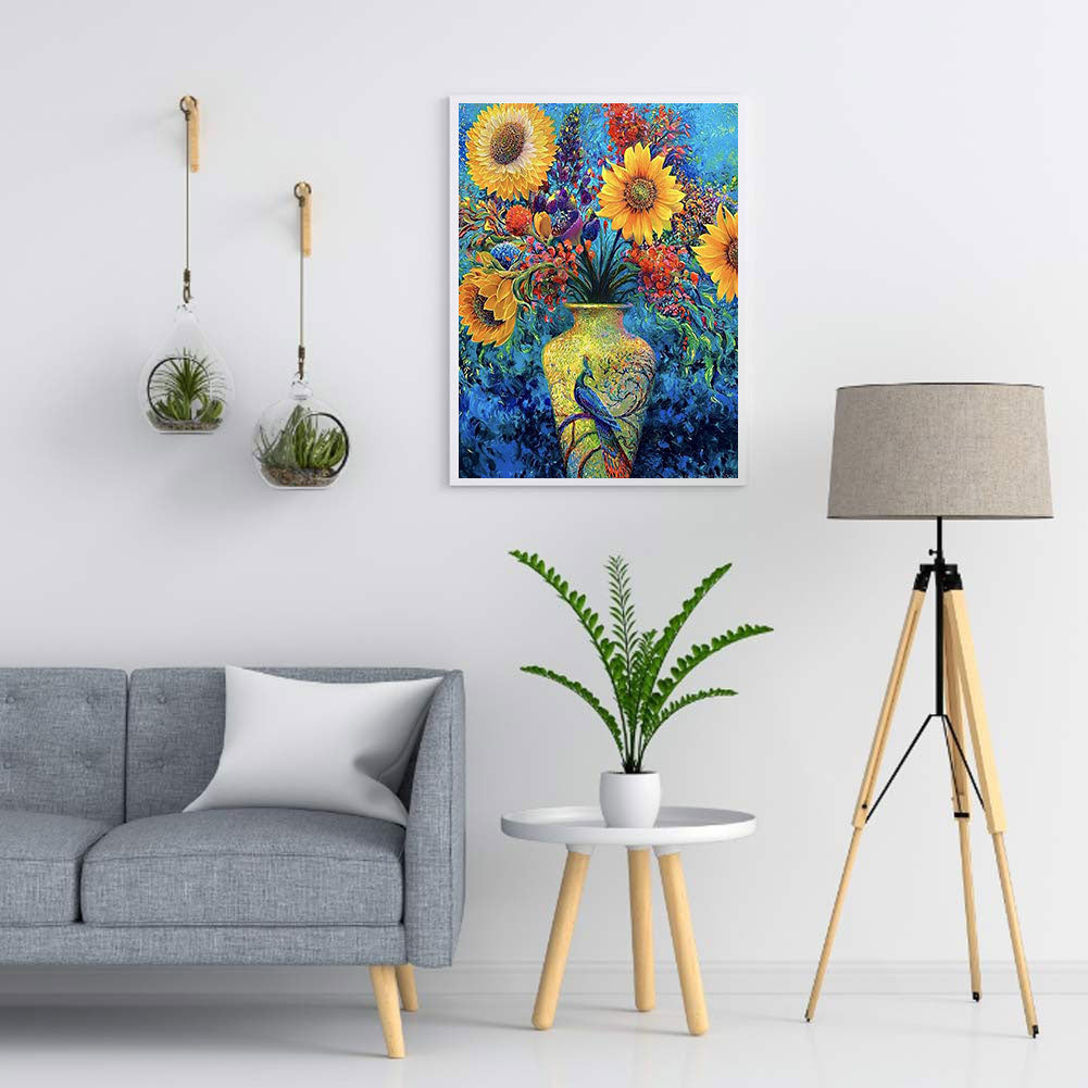 Sunflower Vase - Full Round Drill Diamond Painting 30*40CM