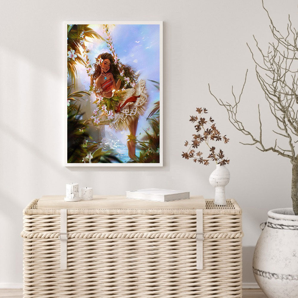 Girl On Swing - Full Round Drill Diamond Painting 40*60CM