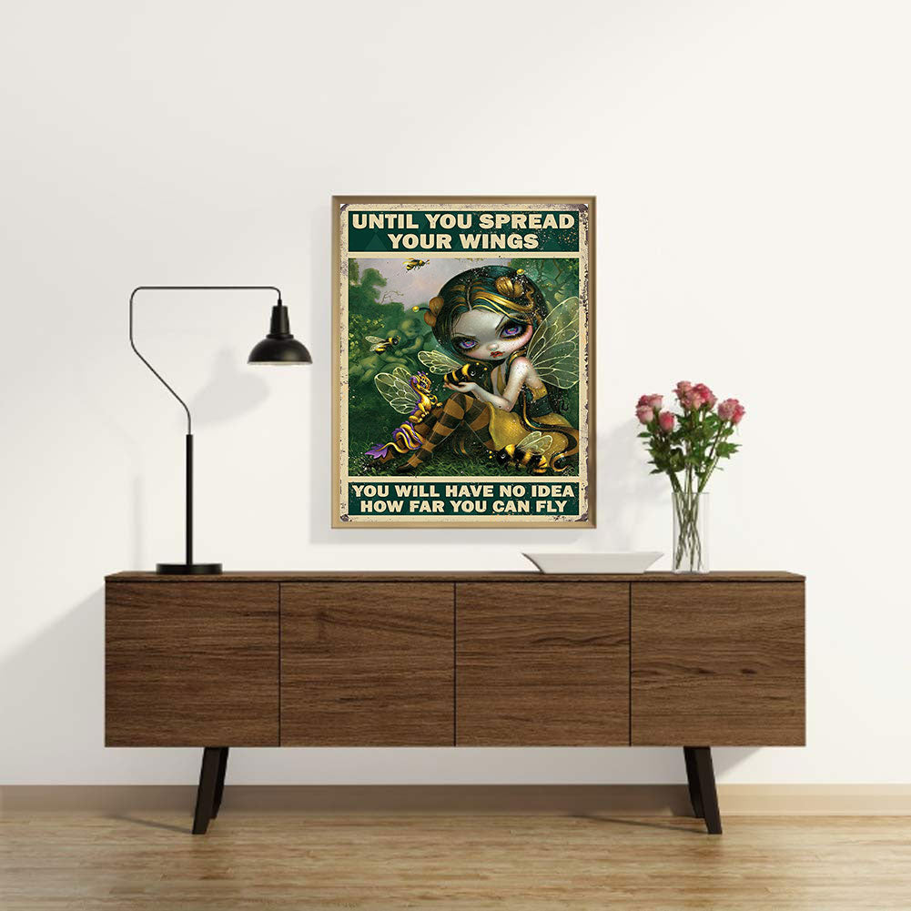 Big Eyes Doll English Poster Painting - Full Round Drill Diamond Painting 40*50CM