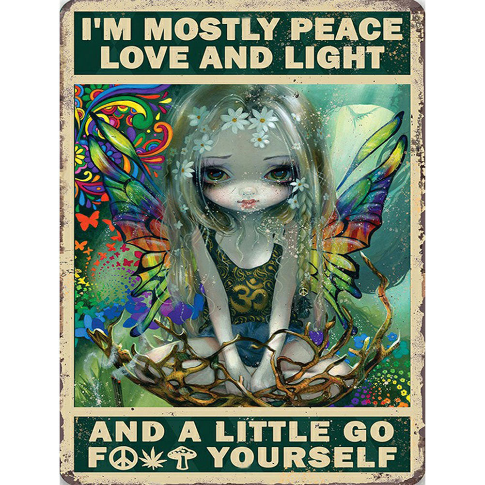 Big Eyes Doll English Poster Painting - Full Round Drill Diamond Painting 40*50CM