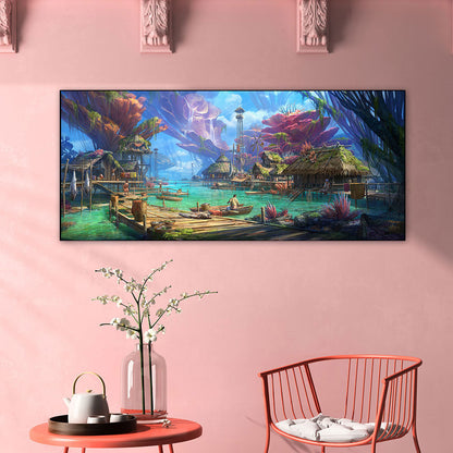 Fishing Village - Full Round Drill Diamond Painting 100*40CM