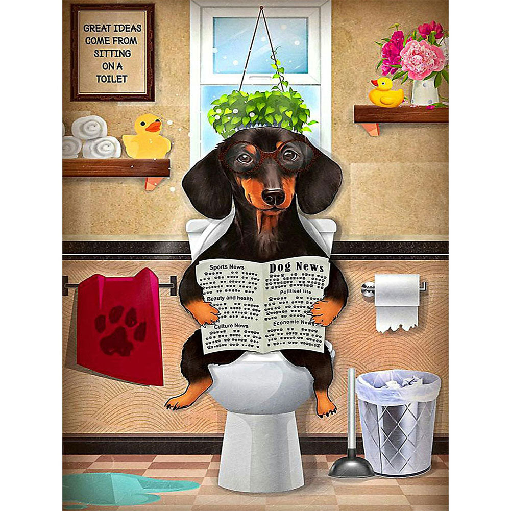 Dachshund Poster Painting 40*50CM(Canvas) Full Round Drill Diamond Painting