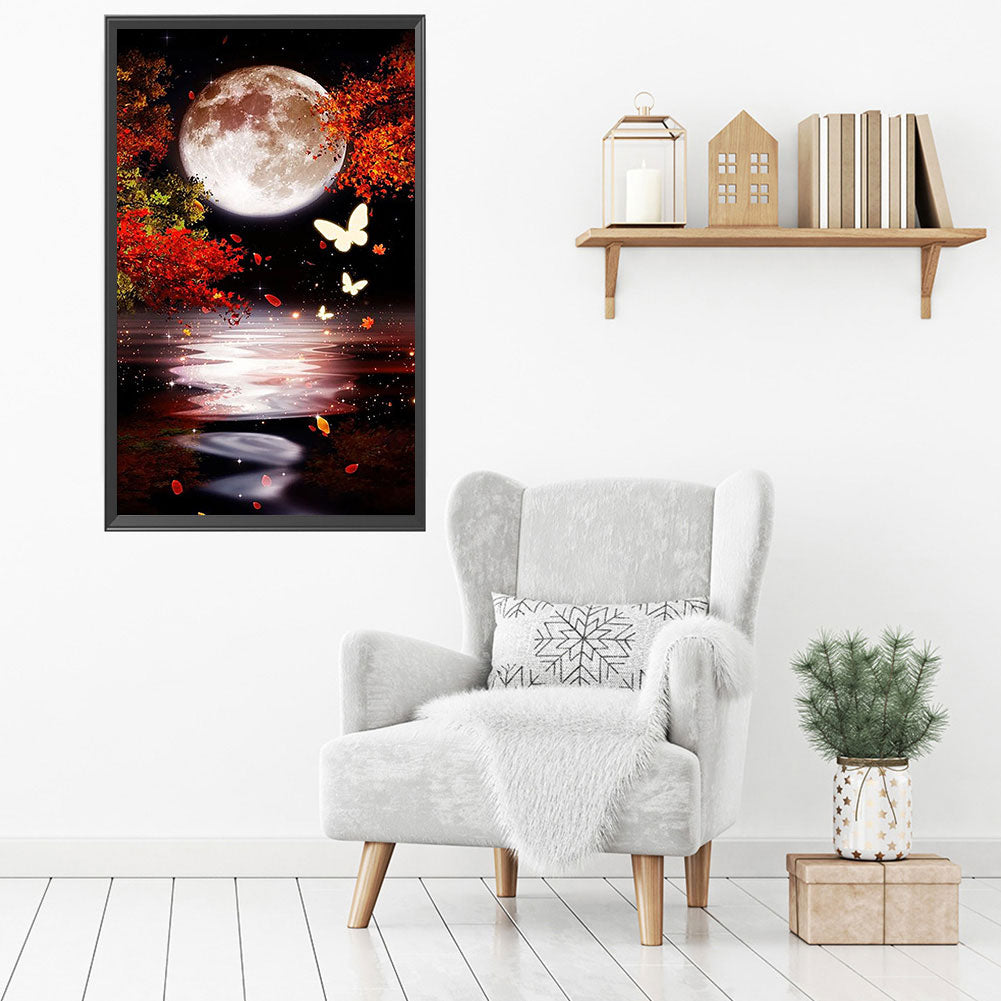 Under The Moon Water Scenery - Full Round Drill Diamond Painting 40*70CM