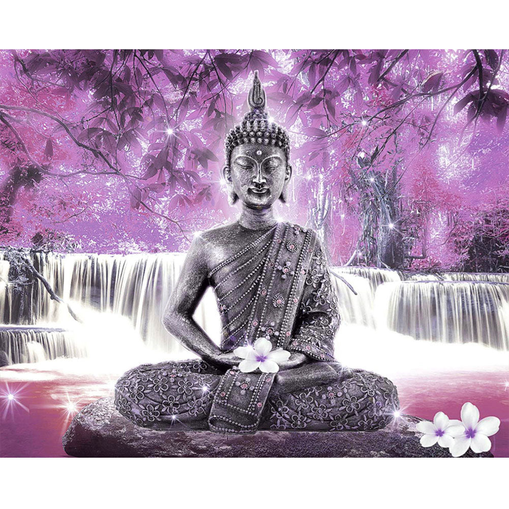 Buddha Statue Stone Pier 40*30CM(Canvas) Full Round Drill Diamond Painting