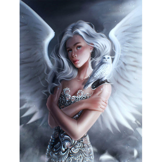 Winged Angel Girl With Owl 30*40CM(Canvas) Full Square Drill Diamond Painting