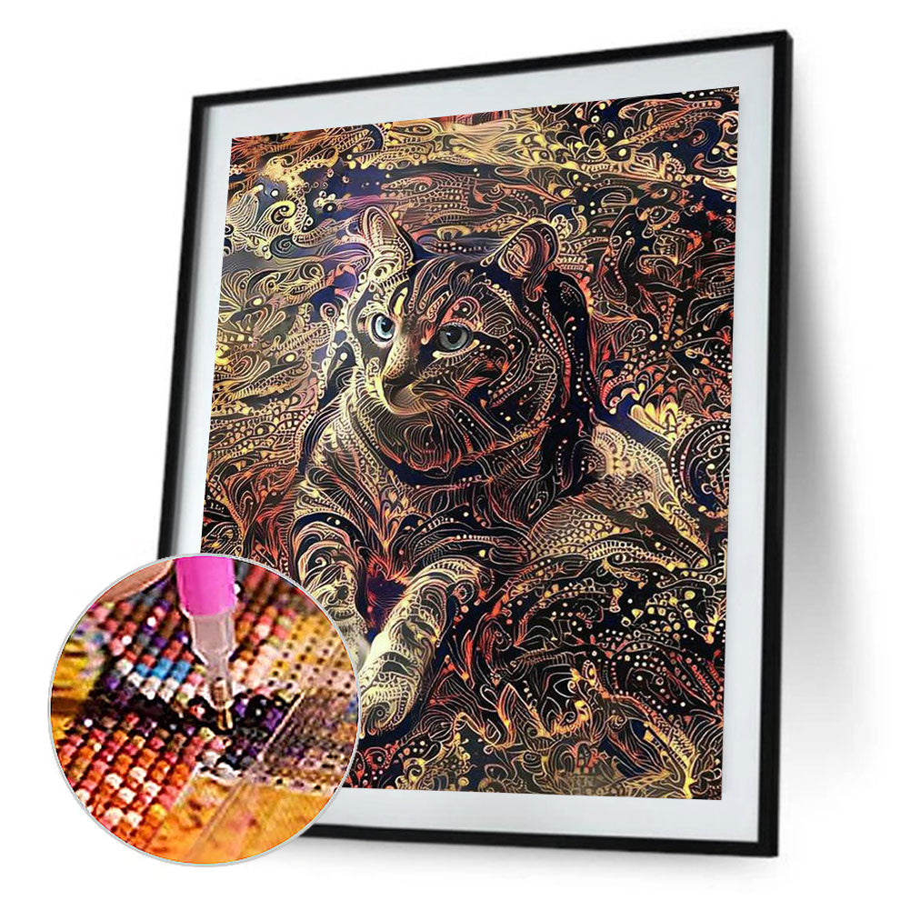 Gold Painting Of Cats 30*40CM(Canvas) Full Square Drill Diamond Painting