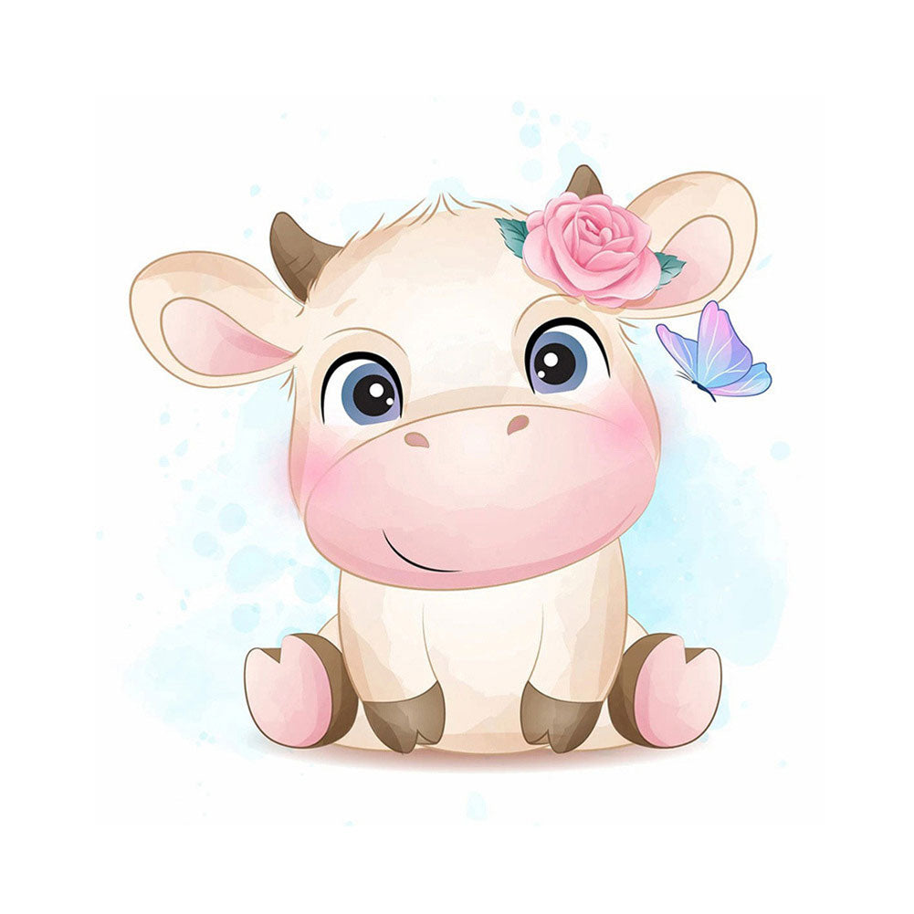 Calf With Rose - Full Square Drill Diamond Painting 30*30CM