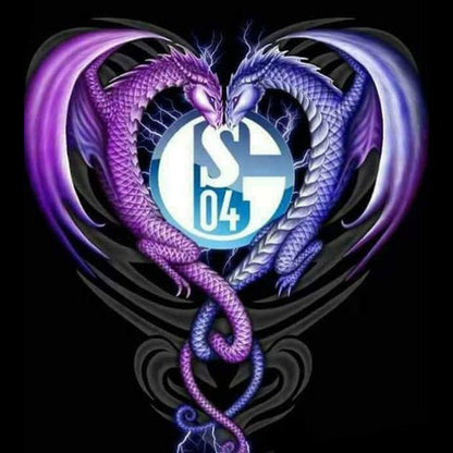 Schalke 04 Football Team Logo Surrounded By Pterosaurs - Full Round Drill Diamond Painting 40*40CM