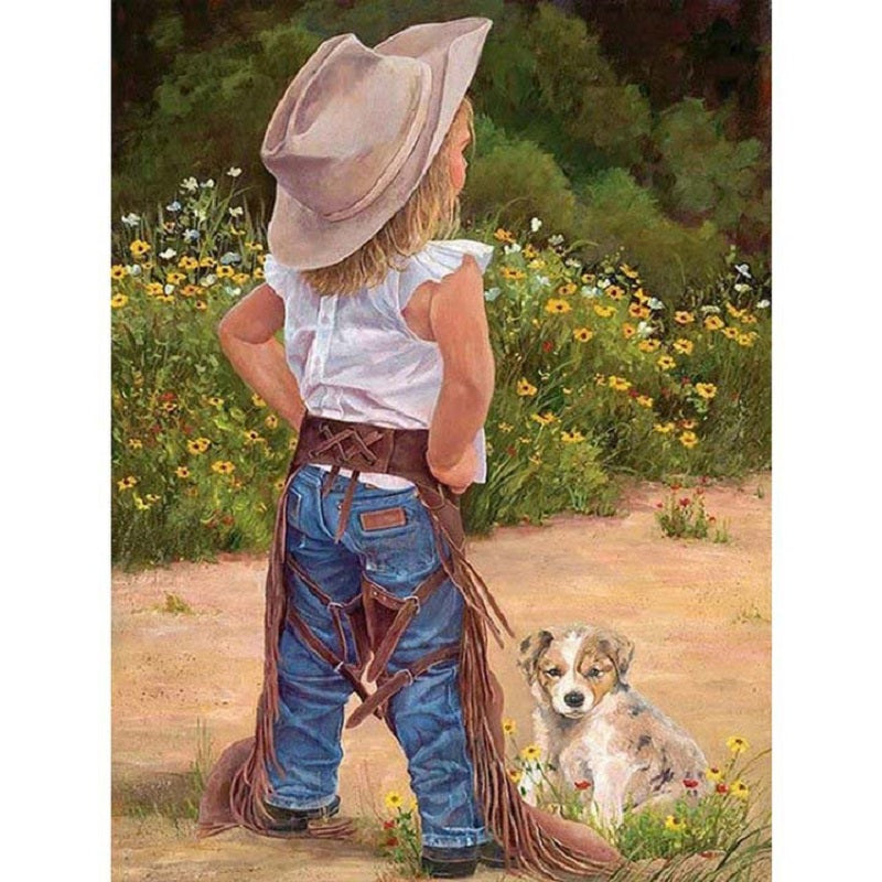 Cowboy Cool Kid - Full Round Drill Diamond Painting 40*50CM