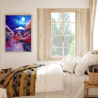 Mount Fuji Under The Moon - Full Round Drill Diamond Painting 35*45CM