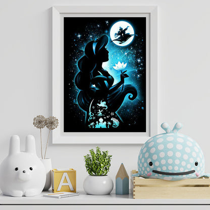 Princess Cartoon Silhouette - Full Round Drill Diamond Painting 50*60CM