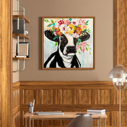 Flower Cow - Full Square Drill Diamond Painting 30*30CM