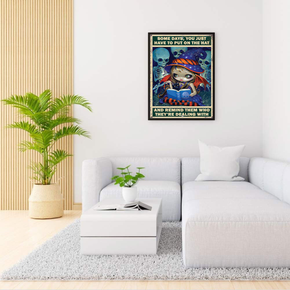 Big Eyes Doll English Poster Painting - Full Round Drill Diamond Painting 40*50CM