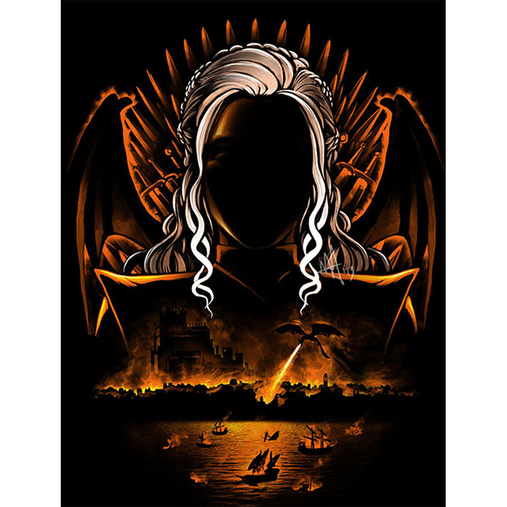 Game Of Thrones Dragon Girl Silhouette - Full Round Drill Diamond Painting 30*40CM