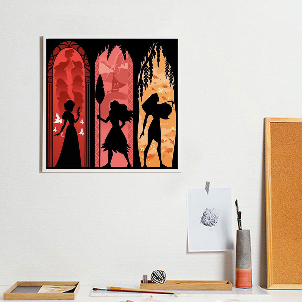 Disney Princess Silhouette - Full Round Drill Diamond Painting 40*40CM